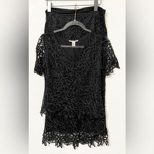 Silken Poetry 2 Piece 100% Silk Crochet Ornate Lace Hand Beaded Goth Witchy